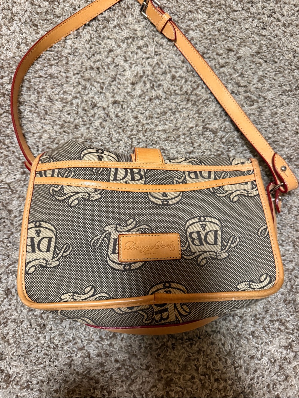 Dooney & Bourke Brown Monogram Canvas Crossbody with Tan Trim - Picture 6 of 9